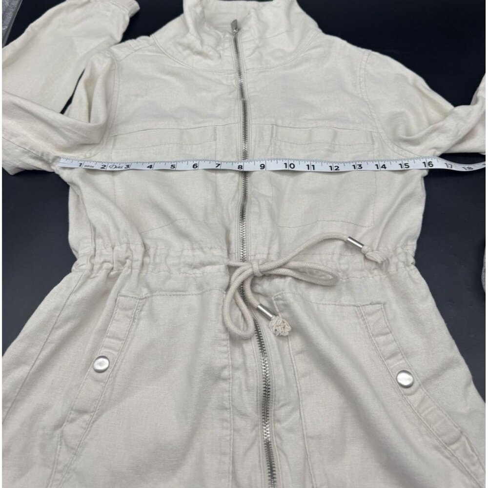Old Navy Cream Linen Blend Womens Long Sleeve Utility Jacket XS Minimalist - Picture 10 of 11